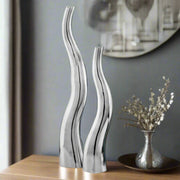 Set Of 2 Modern Tall Silver Squiggly Vases - Home Décor & Things Are Us