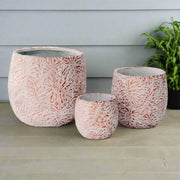 Set of 3 Round Cement Planters – Beige & Golden - Home Décor & Things Are Us