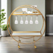 Showstopper Circular Rolling Gold Bar Cart - Home Décor & Things Are Us