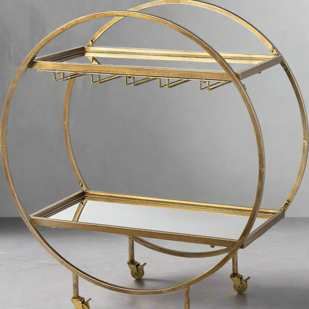 Showstopper Circular Rolling Gold Bar Cart - Home Décor & Things Are Us