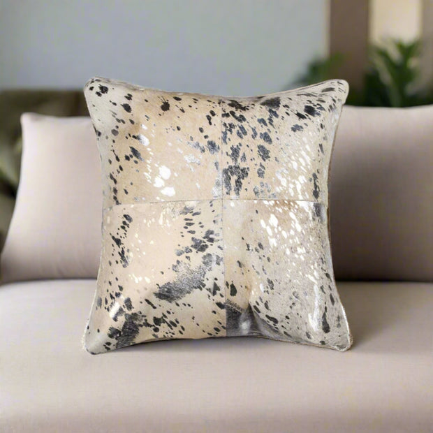 Silver And Gray Cowhide Throw Pillow - Home Décor & Things Are Us