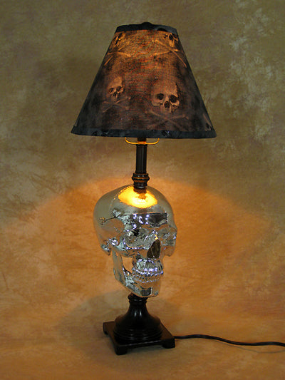 halloween Chromed Skull Desk Lamp With Bone Shade