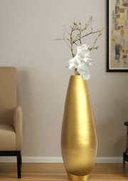 Spun Bamboo Modern Tall Floor Vase Gold Metallic - Home Décor & Things Are Us