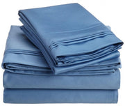Egyptian Cotton 1500 Thread Count Solid Sheet Set King-Medium Blue - Home Decor & Things Are Us 