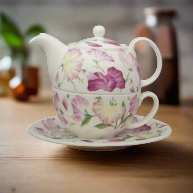 Sweet Pea Tea for One Teapot with Tea Cup & Saucer - Home Décor & Things Are Us