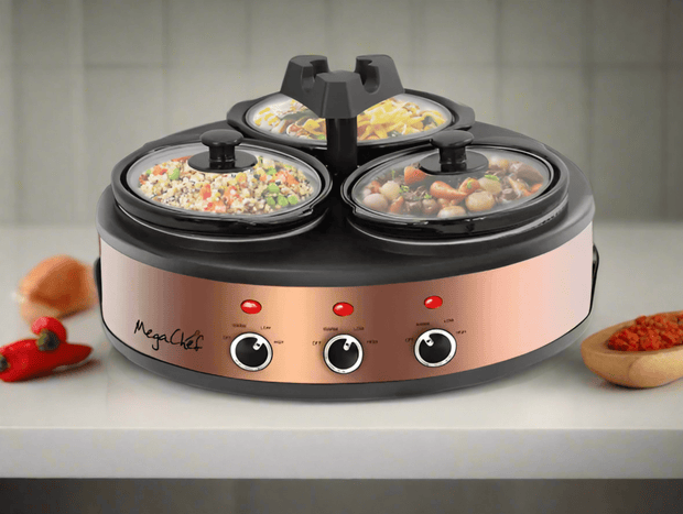 Triple Copper Slow Cooker with Glass Lids - Home Décor & Things Are Us