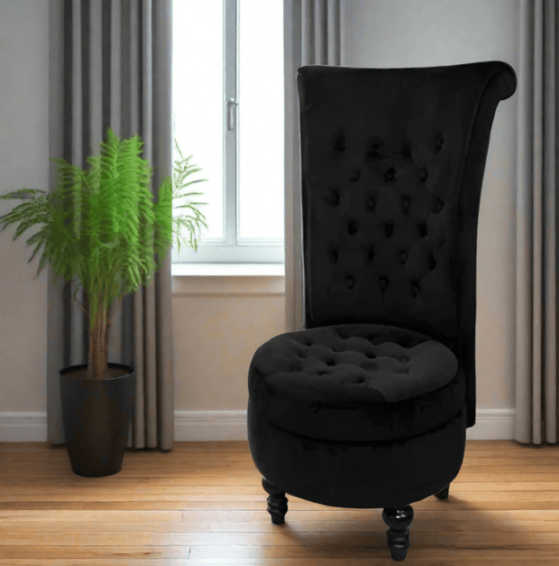 Tufted High Back Velvet Accent Chair, Black - Home Décor & Things Are Us