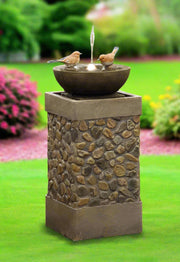 Two Layers and Birds Fountain with Led Light - Home Décor & Things Are Us