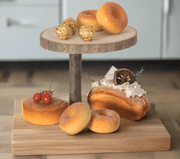 Two Tier Natural Wood Color Tree Bark Server Tray - Home Décor & Things Are Us