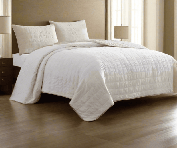 Veria 3 Piece King Quilt Set With Channel Stitching Cream And Beige - Home Décor & Things Are Us