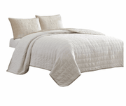 Veria 3 Piece Queen Quilt Set With Channel Stitching Cream And Beige - Home Décor & Things Are Us