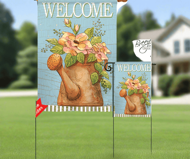 Welcome Watering Can House Flag - Home Décor & Things Are Us