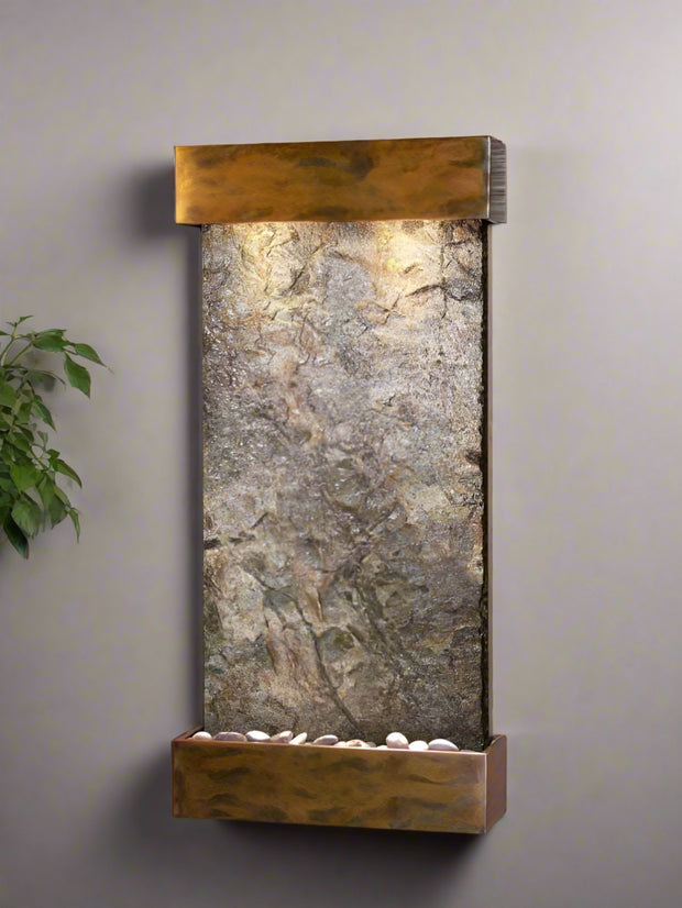 Whispering Creek Rustic Copper Green Natural Slate Wall Fountain - Home Décor & Things Are Us