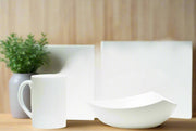 White Four Piece Square Bone China Dinnerware Set - Home Décor & Things Are Us