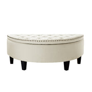 White Linen And Black Tufted Half Circle Storage - Home Décor & Things Are Us