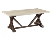 White Marble Weathered Espresso Wood Coffee Table - Home Décor & Things Are Us