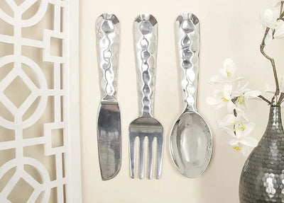 Cutlery Wall Decor In Metal, Set Of Three, Silver - Home Décor & Things Are Us