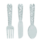 Cutlery Wall Decor In Metal, Set Of Three, Silver