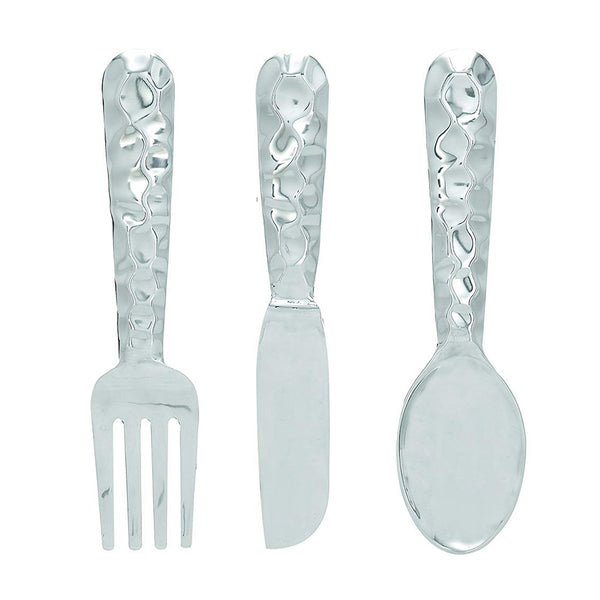 Cutlery Wall Decor In Metal, Set Of Three, Silver - Home Décor & Things Are Us
