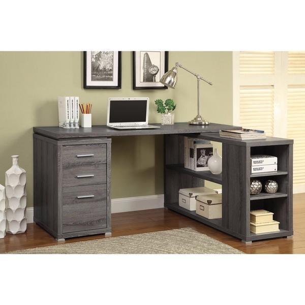Modern Style Wooden Office Desk, Gray - Home Décor & Things Are Us