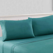 Bezons 4 Piece King Size Microfiber Sheet Set With 1800 Thread Count, Teal Blue - Home Décor & Things Are Us