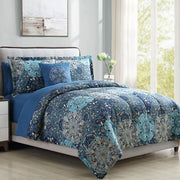 Caen 8 Piece Printed Reversible Comforter Set, Blue - Home Décor & Things Are Us