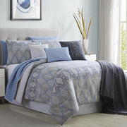 Andria 10 Piece Queen Size Comforter And Coverlet Set , Blue And Gray - Home Décor & Things Are Us
