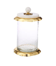 Large Glass Canister with Marble & Gold Lid