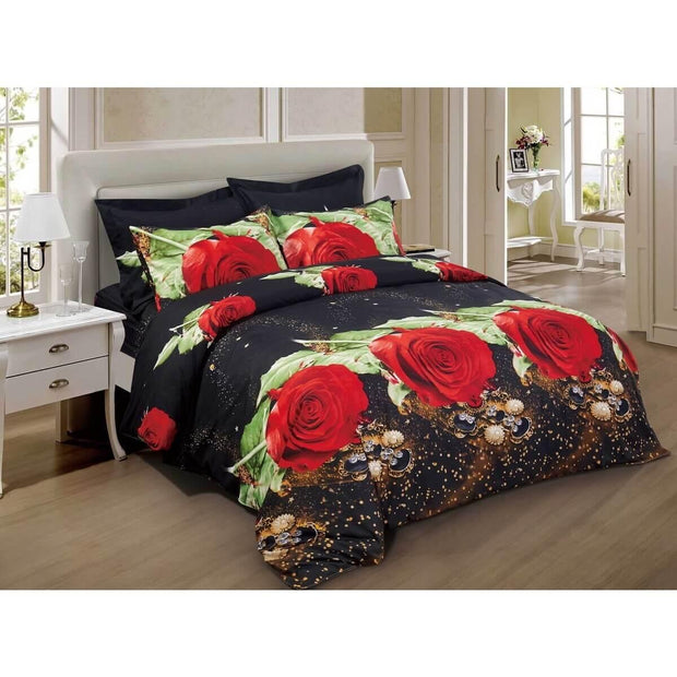 6 Piece Duvet Cover Set, Luxury Bedding - Night Rose  (King & Queen Size) - Home Décor & Things Are Us