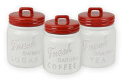 Design Imports Red Ceramic Jar Canister - Set of 3
