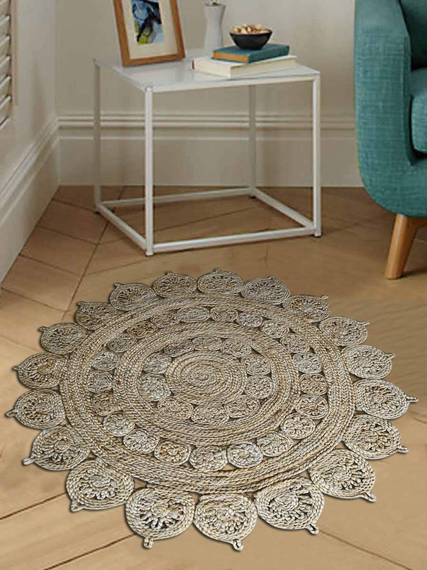 5 x 5 ft. Hand Woven Jute Eco-Friendly Oriental Round Area Rug, Natural