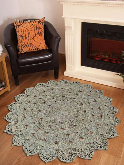 5 x 5 ft. Hand Woven Jute Eco-Friendly Oriental Round Area Rug, Natural - Home Décor & Things Are Us