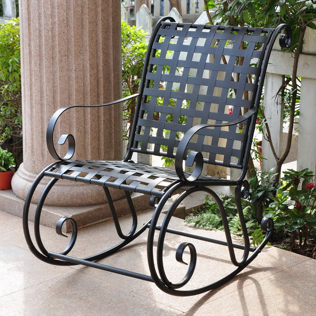 Mandalay Iron Rocking Chair, Antique Black