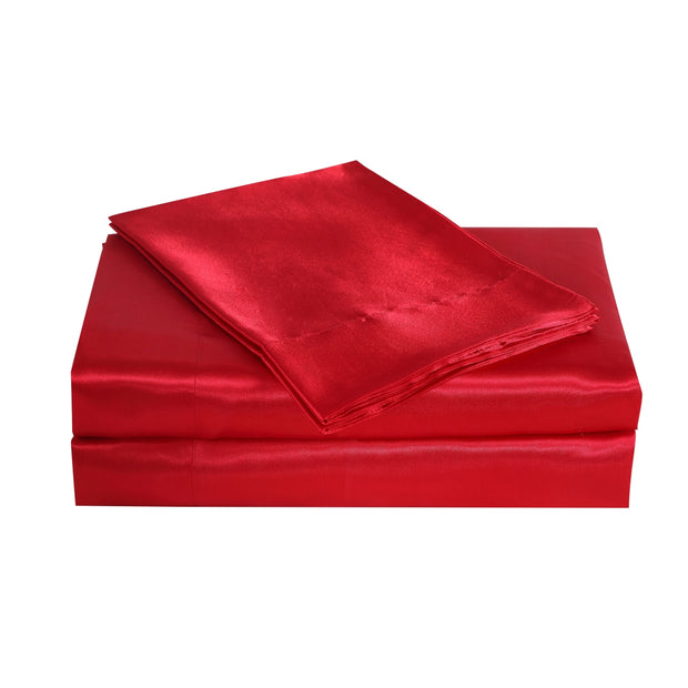 Bella & Whistles Satin Charmeuse Sheet Set Red - Queen - Home Décor & Things Are Us