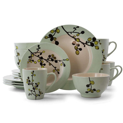 Retro Bloom Luxurious Stoneware Dinnerware with Complete Setting for 4 - 16 Piece