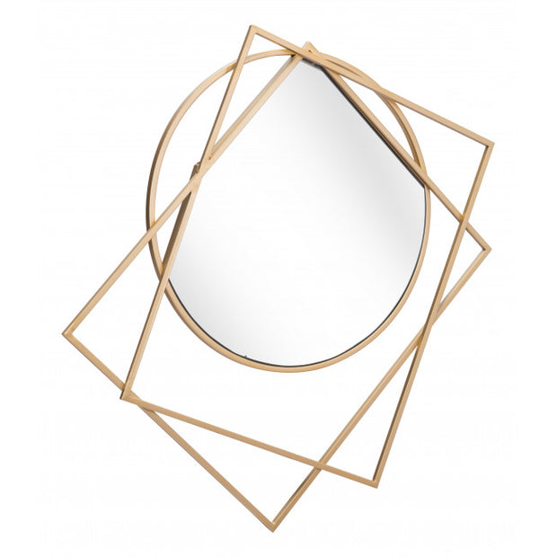 Geometric Overlaps Wall Mirror, Gold Finish
