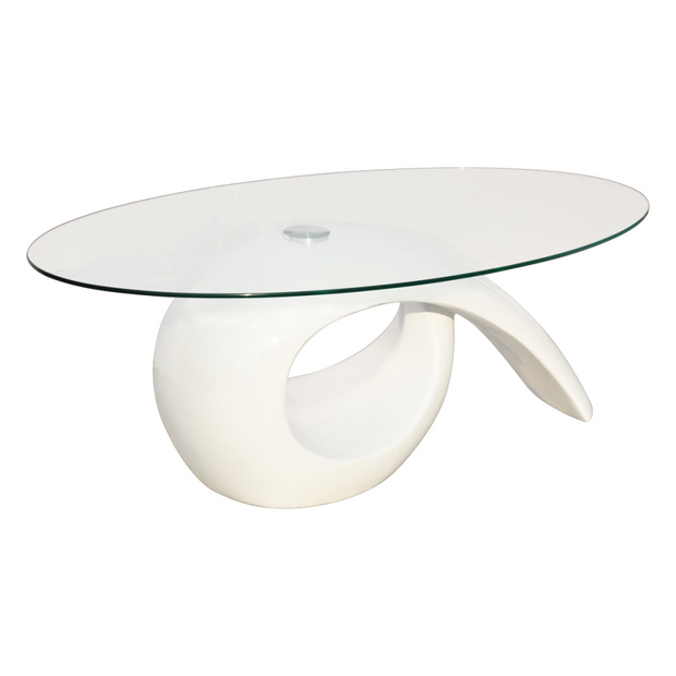 Glass Top Coffee Table High Gloss, White