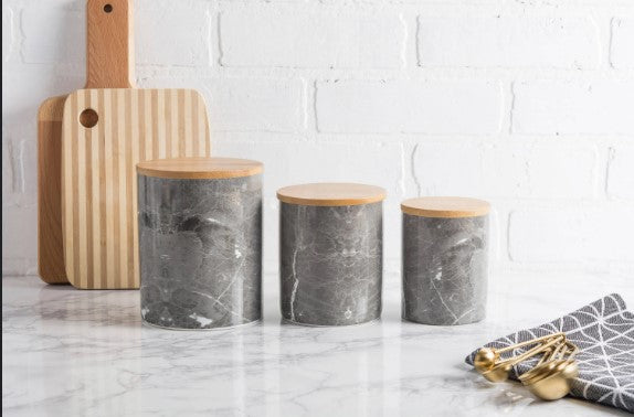 Marble Ceramic Canister - Set of 3