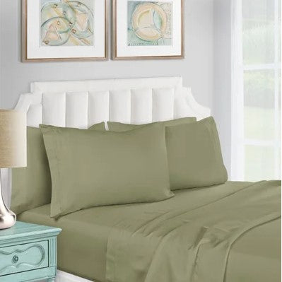 Egyptian Cotton 1200 Thread Count Solid Sheet Set King-Sage - Home Décor & Things Are Us