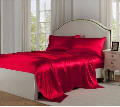 Bella & Whistles Satin Charmeuse Sheet Set Red - King - Home Décor & Things Are Us