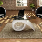 Glass Top Coffee Table High Gloss, White