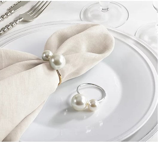 Pearl Napkin Ring Gold - Set of 4