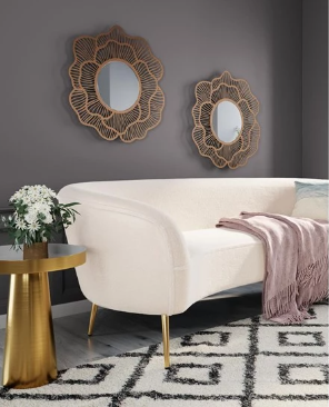 Flower Wall Mirror, Gold Finish