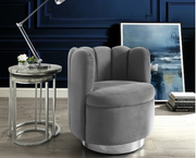 Posh Living Marcel Velvet Swivel Accent Chair, Light Grey & Chrome