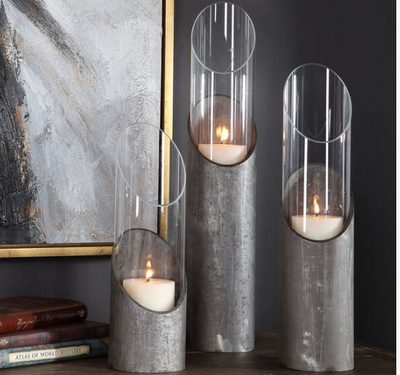 Karter Iron & Glass Candleholders - Set of 3