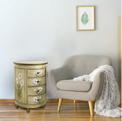 Nearly Natural Accent Table With Calla Lily Floral Art