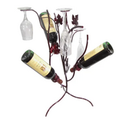 3 Bottle Tabletop Wine Bottle & Glass Rack