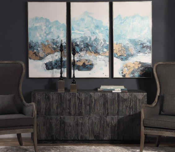 Crashing Waves Abstract Art Set of 3