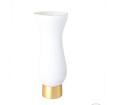 Glass Vase with Gold Base, White