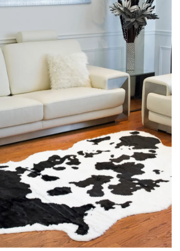 HomeRoots Faux Hide Rug Sugarland Black & White